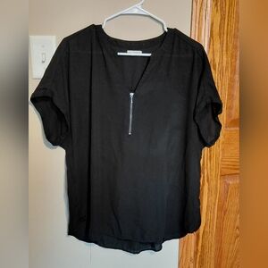 Maurices Black Blouse with Zipper Accent